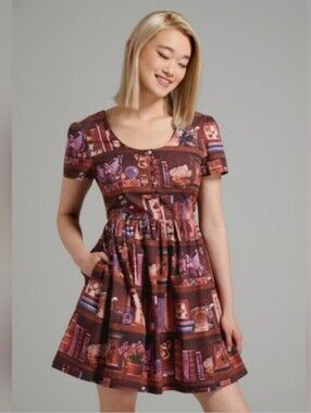 NWT Black Friday Maroon Macabre Book Collection Skater Dtess
